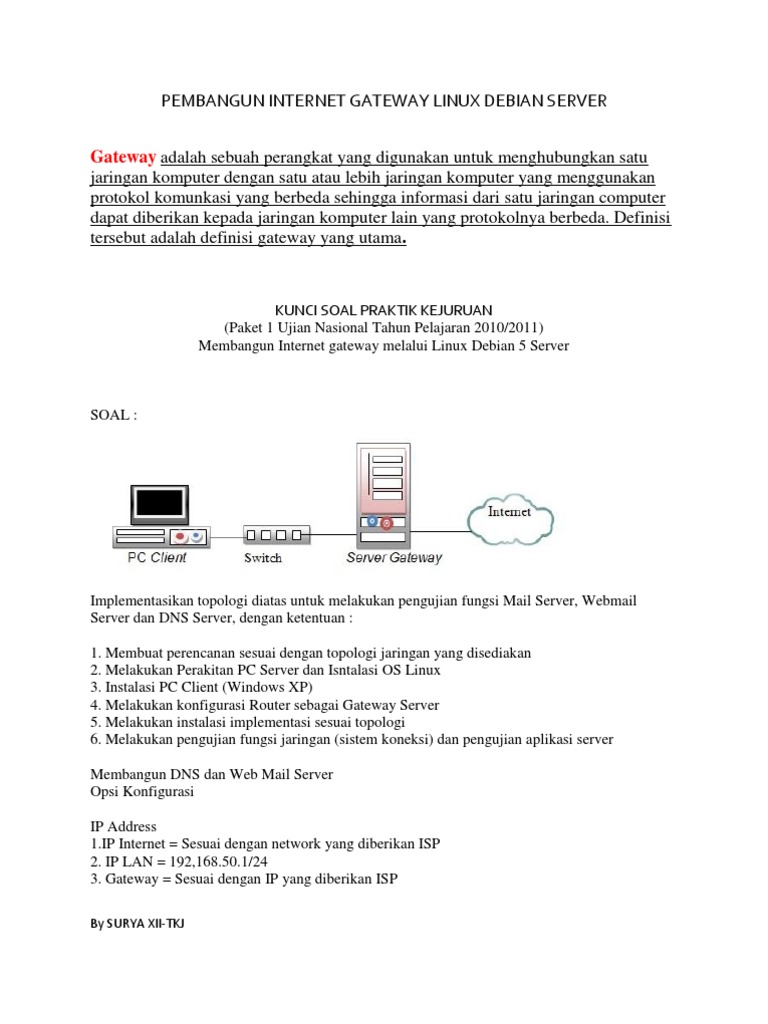 Membangun Internet Gateway Linux Debian Server | PDF | Griya & Taman ...