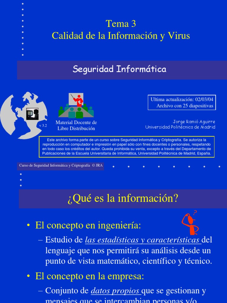 Calidad de la Información y Virus en Seguridad Informática | PDF | La ...