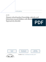 Primary School Teachers' Knowledge, Attitudes and Behaviours Toward Children With Attention-Deficit/ Hyperactivity Disorder