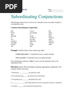 Subordinating Conjunctions