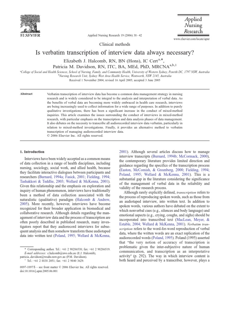 Verbatim Transcription Interview Data | PDF | Qualitative Research | Data