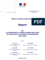 Rapport_Couts Construction Exploitation Et Entretien Des Routes_Europe