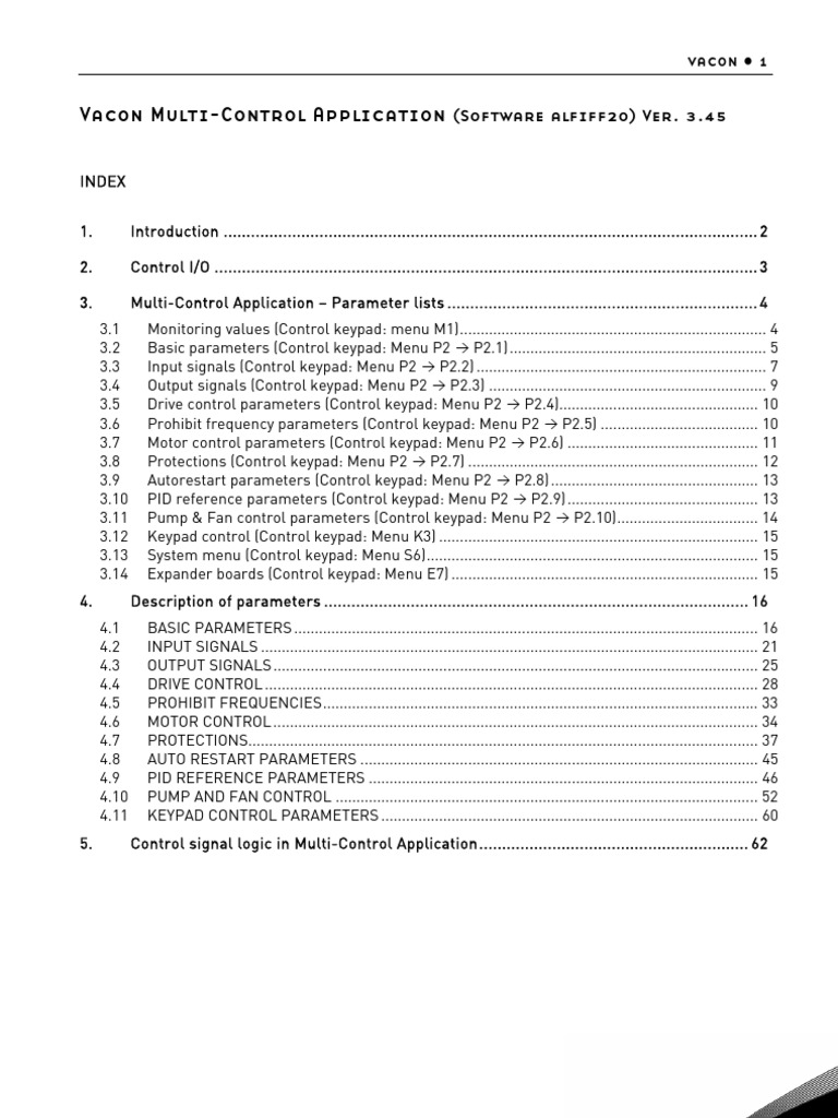 Vacon NXL Multi-Control Manual | PDF | Parameter (Computer Programming ...