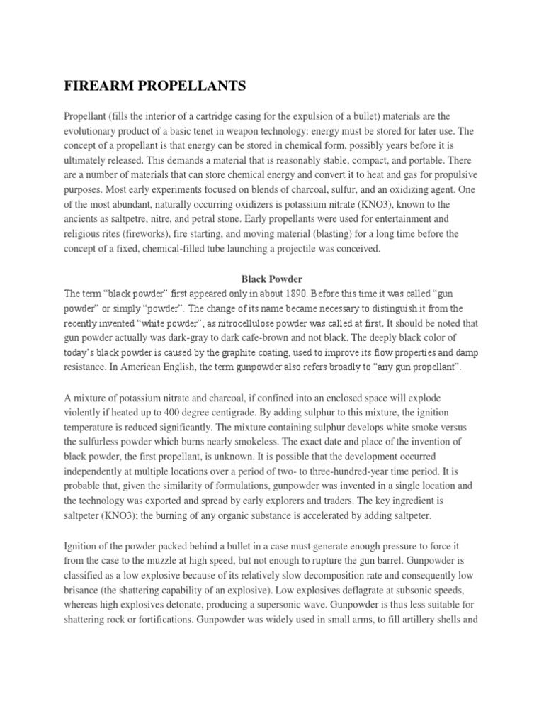 Firearm Propellants Pdf Gunpowder Explosive Material