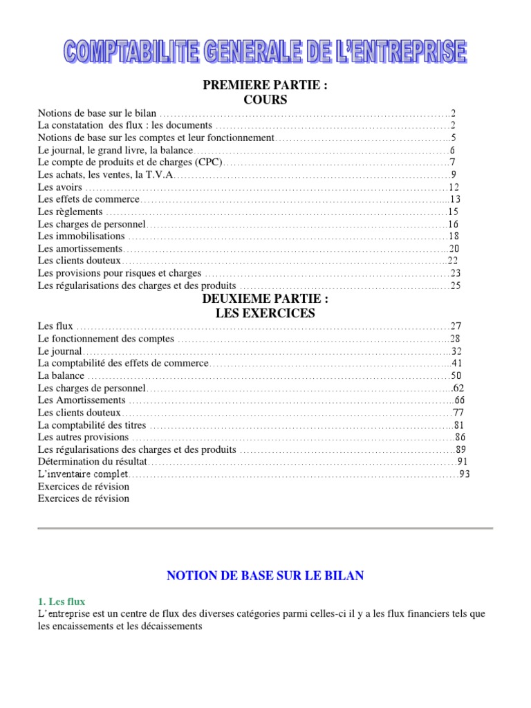 Comptabilité Générale Exercices Avec Corrigés Détaillés Pdf