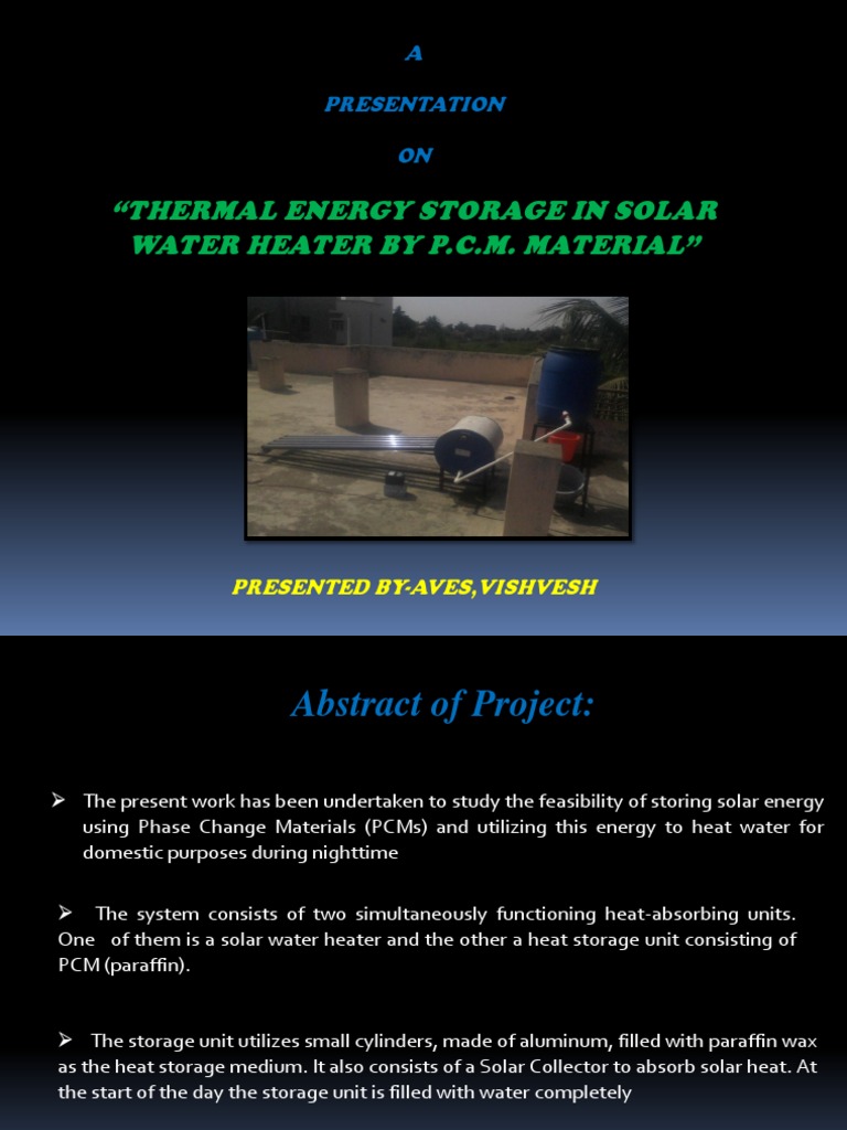 Thermal Energy Storage in Solar Water Heater by P.C.M. Material | PDF ...