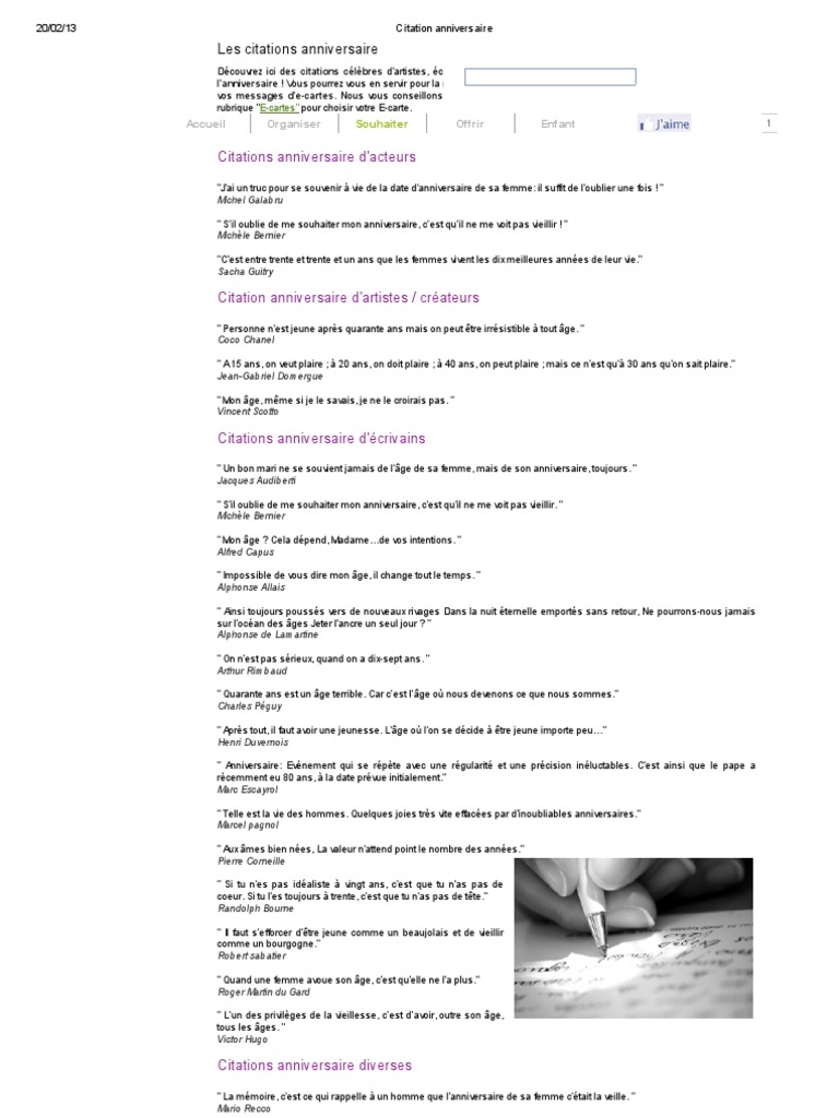 Citation Anniversaire Pdf Litterature Francaise Ecrivains Francais