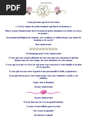 Choix Texte Anniversaire Pdf Bonheur Amour
