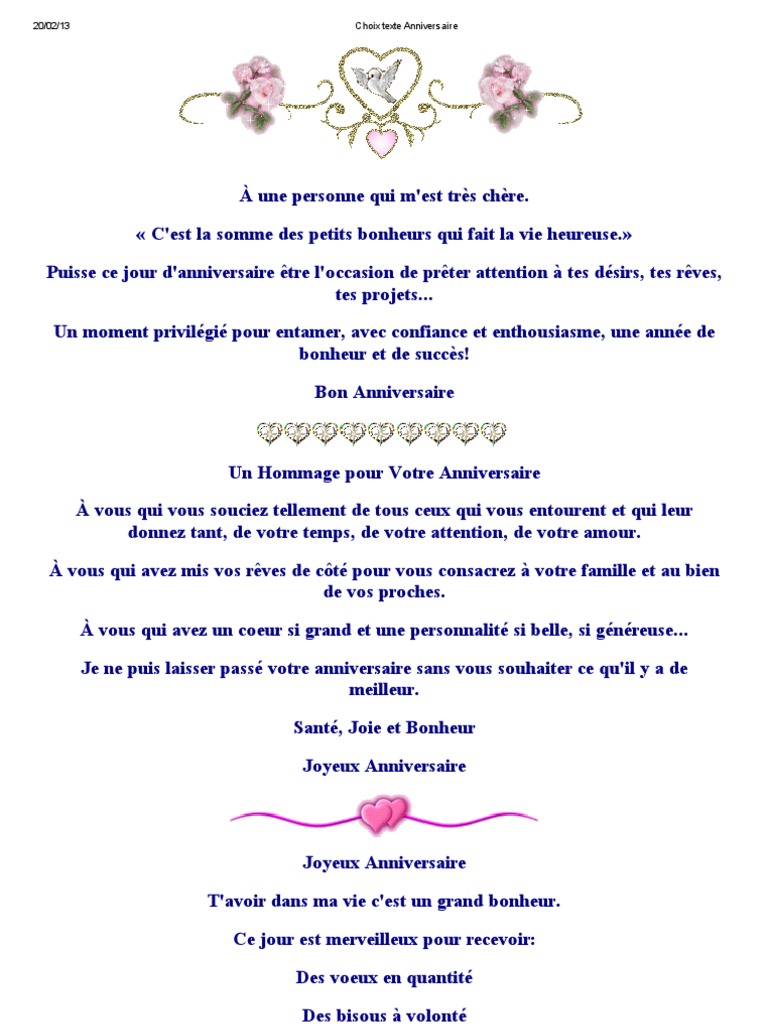 Choix Texte Anniversaire | PDF | Bonheur | Amour, image size:768x1024