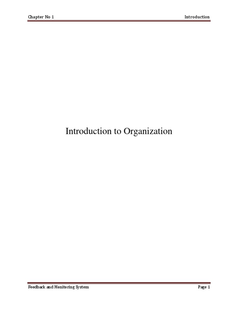 Chapter 1 Introduction To Organization | PDF | Monitoring And ...