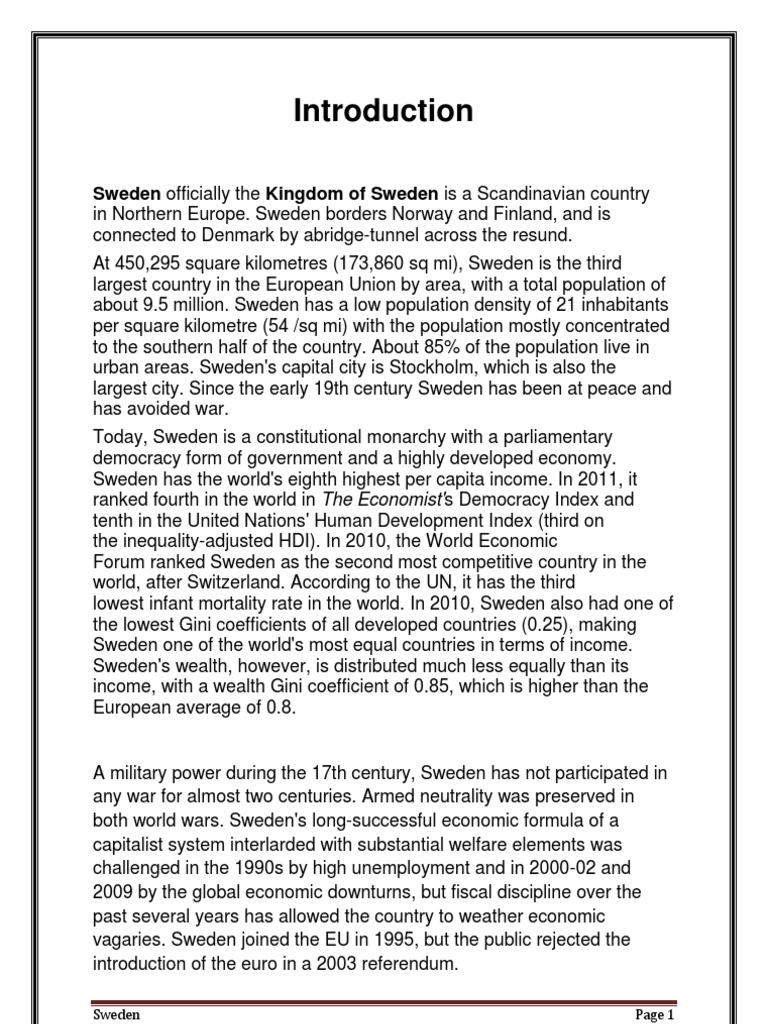 Sweden Officially The Kingdom of Sweden Is A Scandinavian Country | PDF ...