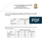 Cut Off of Marks Criteria