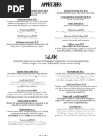 Silvertron Lunch and Dinner Menu