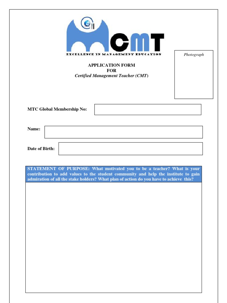 Certified Management Teacher Application Form | PDF | Teachers | Innovation