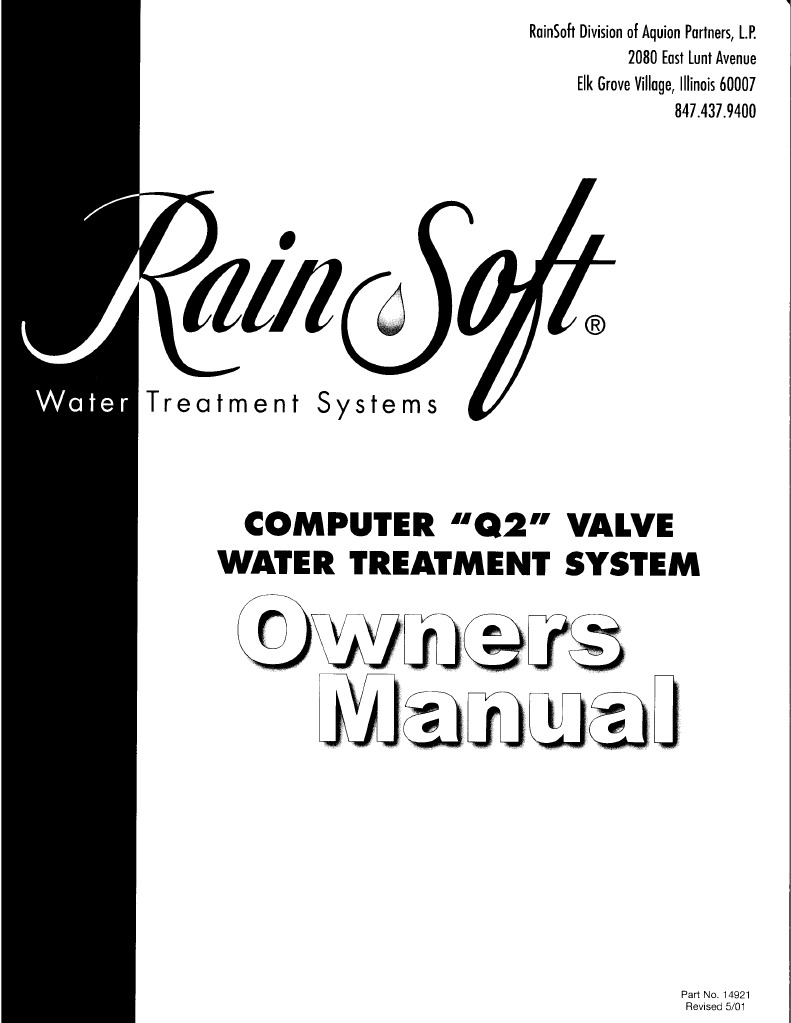 (RainSoft) Q2 Series AQ32Tsoftenerownersmanual