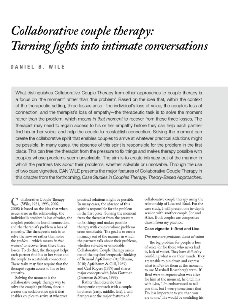 Collaborative Couple Therapy | PDF | Psychotherapy | Empathy