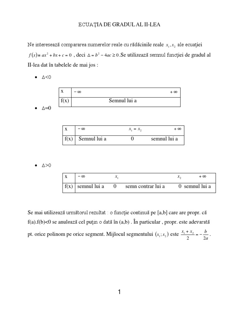 Ecuatia De Gradul Ii