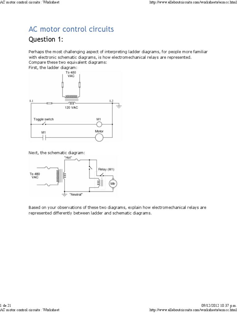 AC motor control circuits _ Worksheet.pdf Electric Motor