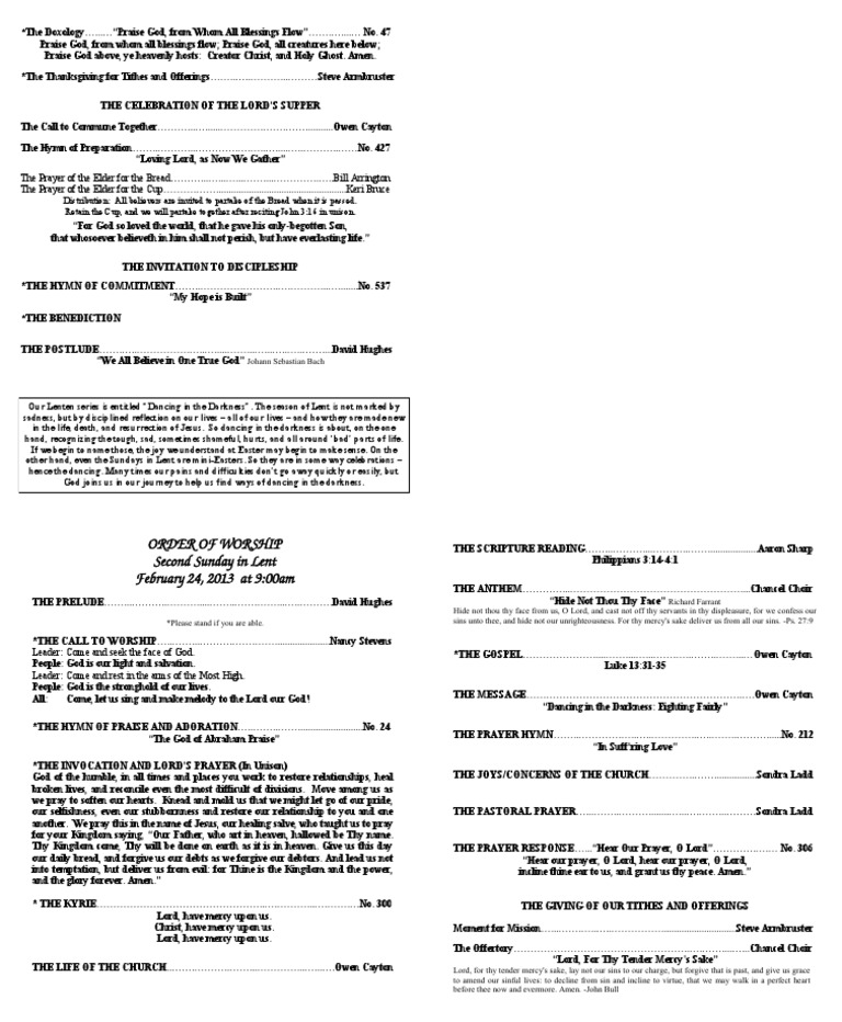 2/24/13 Traditional Service | PDF | Christian Behaviour And Experience ...