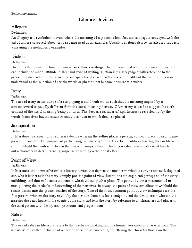 Key Literary Devices Explained | PDF | Narration | Irony