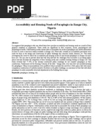 Accessibility and Housing Needs of Paraplegics in Enugu City,