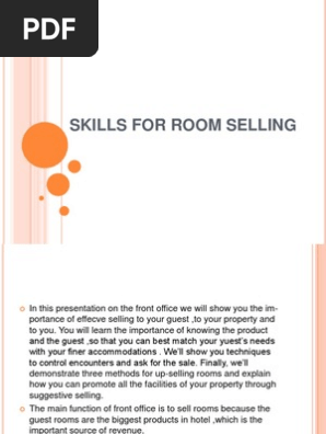Skills For Room Selling Ppt Motel Sales