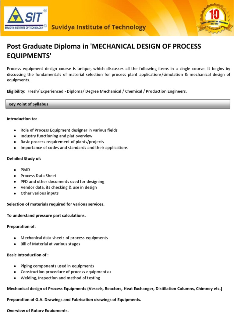Mechanical Design of Process Equipment | PDF | Technology & Engineering