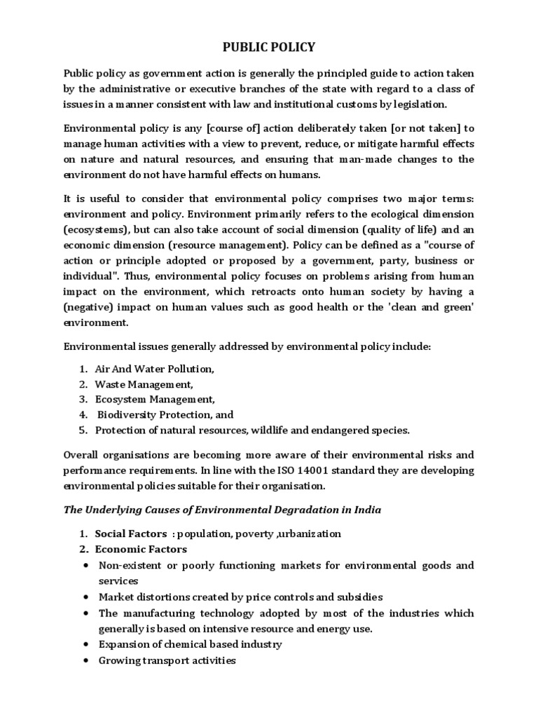 Environmental Public Policy PDF Environmental Policy