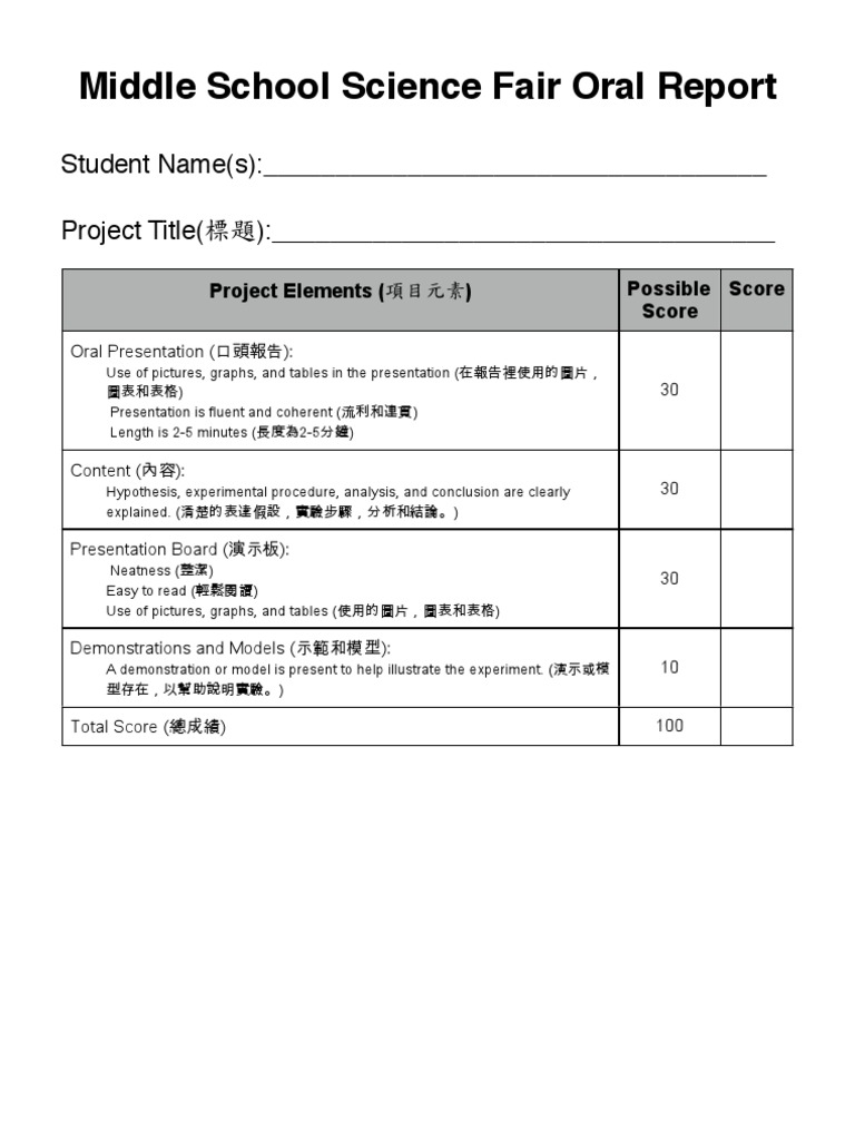 Middle School Science Fair Report Guide | PDF | Art
