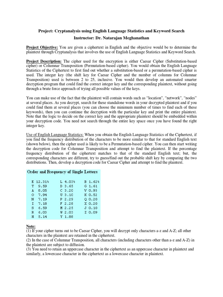 English Cipher Decryption Project Guide | PDF | Cipher | Cryptography