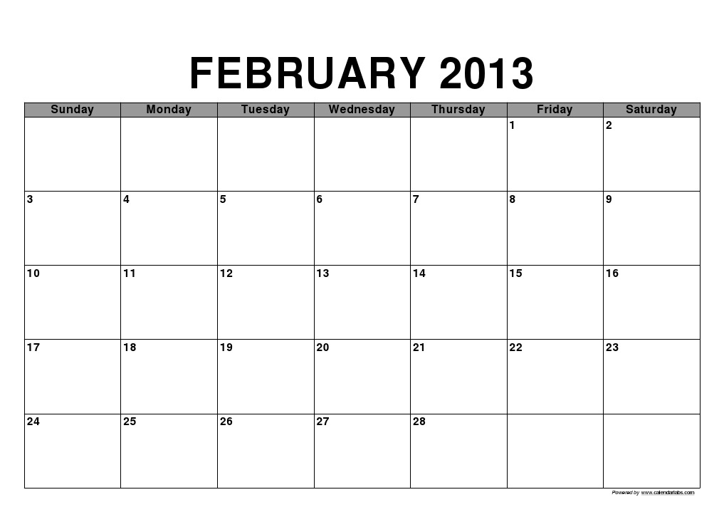 February 2013 Calendar Overview | PDF