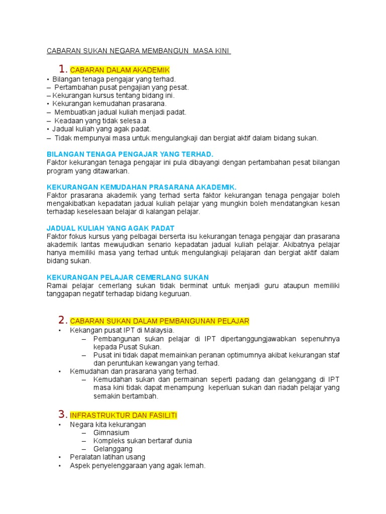 Cabaran Semasa Sukan Pdf