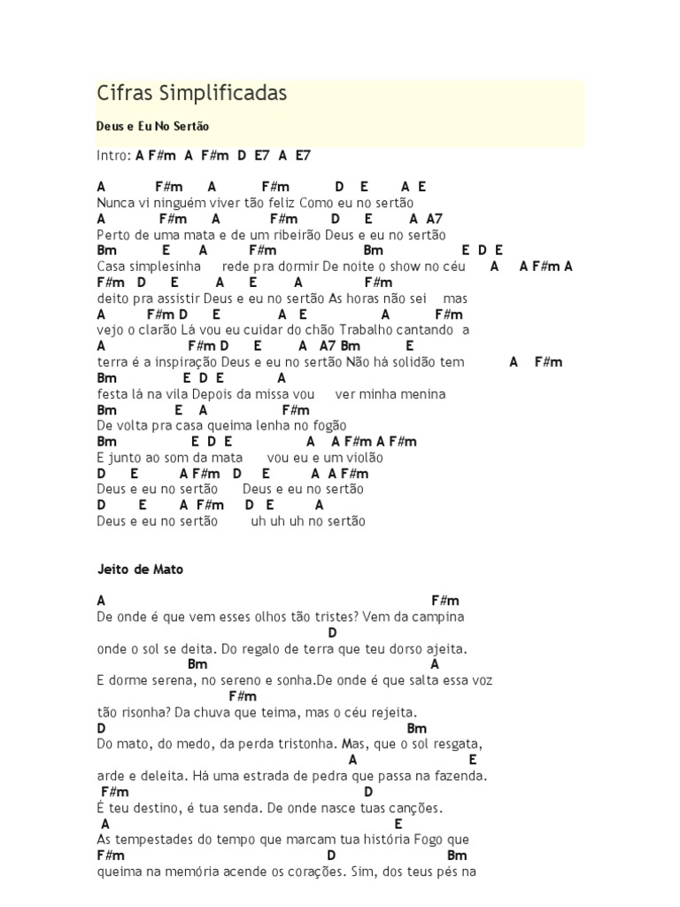 Cifras Simplificadas | Download grátis PDF | Amor | Natureza