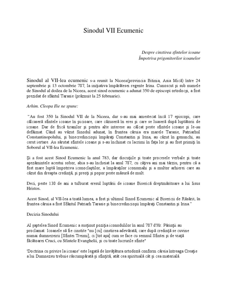 Sinodul VII Ecumenic | PDF