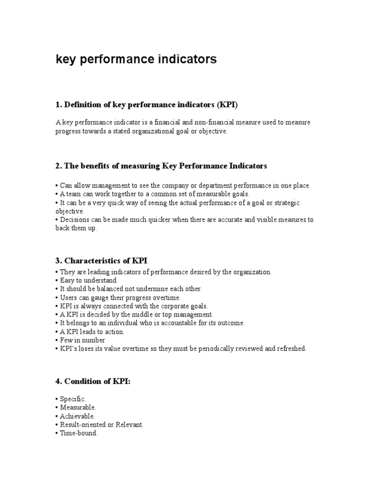Key Performance Indicators Performance Indicator Human Resources