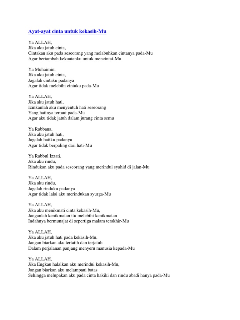 Ayat Ayat Cinta Untuk Kekasih Mu Pdf
