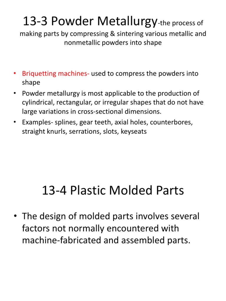 Powder Metallurgy and Plastic Molding Design | PDF | Casting ...