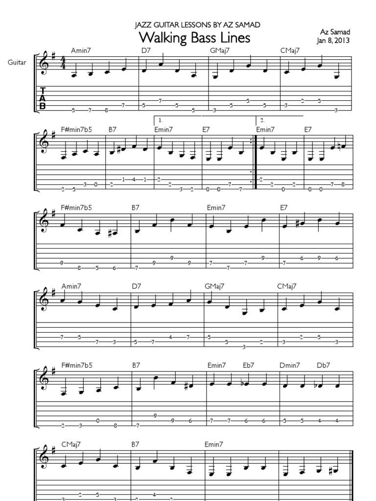 Walking Bass Lines for Guitar