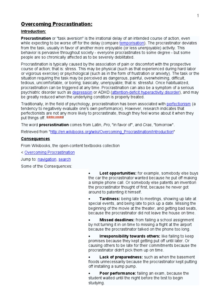 Overcoming Procrastination Guide | PDF | Procrastination | Professional ...