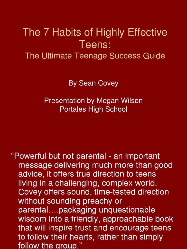 7 Habits of Highly Effective Teens PDF Adolescence Science