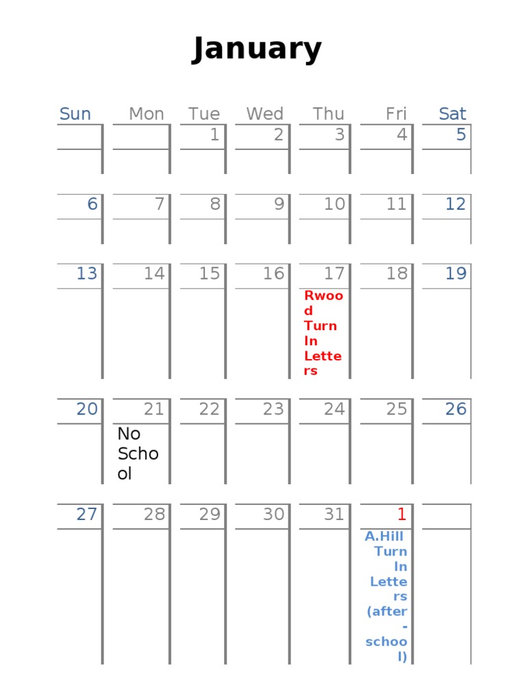 January Schedule | PDF | Science & Mathematics