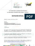 InvitaciÓn Oficial To Suramericano de Karate Do Medellin Colombia 2009