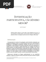 INVESTIGAÇÃO PARTICIPATIVA, UM GÉNERO MENOR?