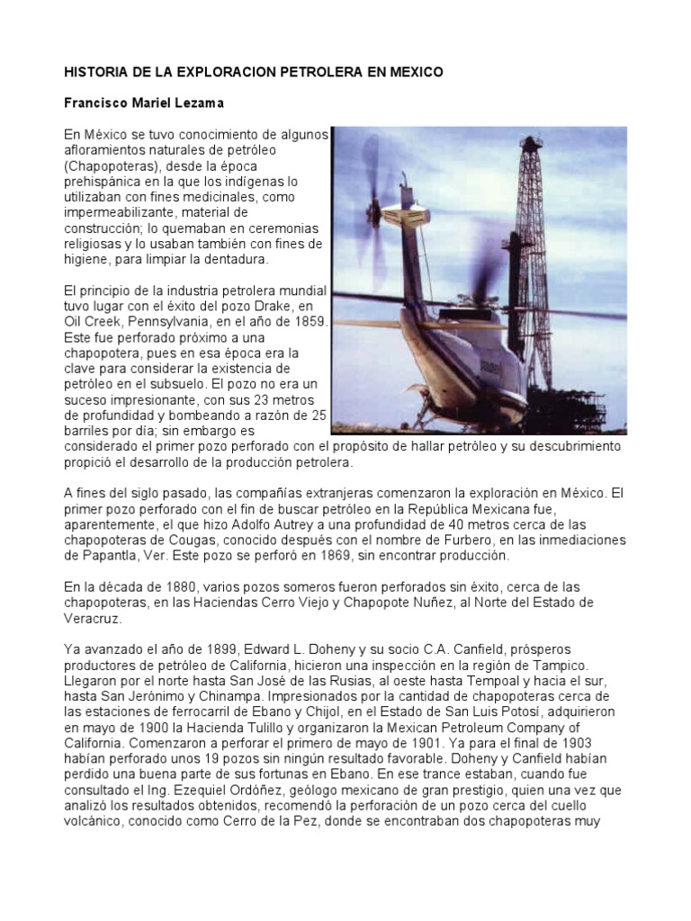 Historia de la Exploración Petrolera en México | PDF | OPEP | Aceite ...