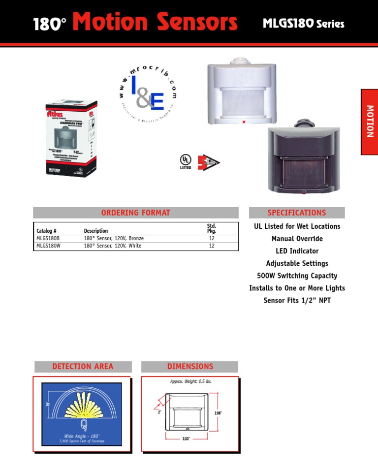 180° Motion Sensors Specifications | PDF | Manufactured Goods | Equipment