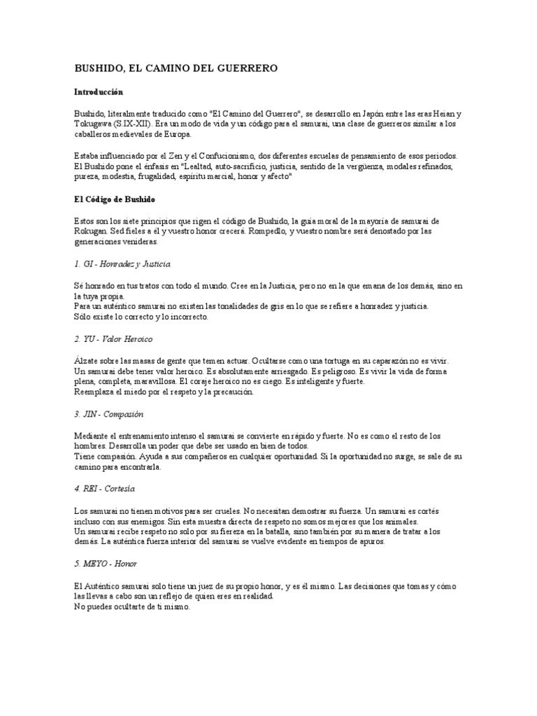 Bushido: El Código del Guerrero Samurai | PDF | Bushido | Samurai