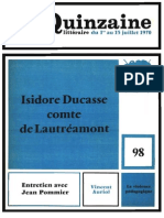 La Quinzaine, Isidore Ducasse Comte de Lautréamont PDF