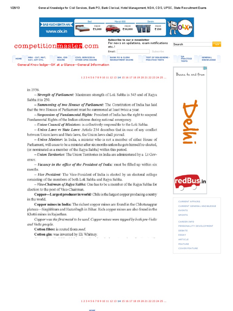 General Knowledge for Competitive Exams | PDF