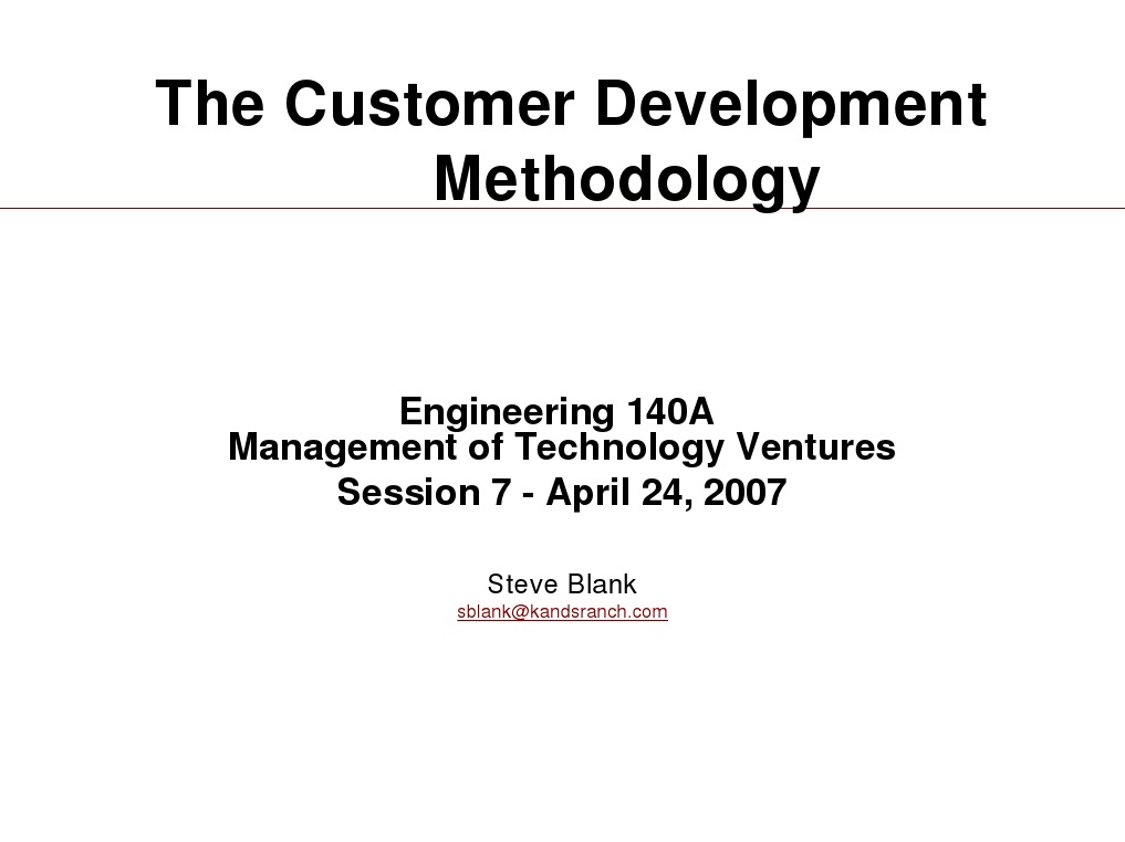 Customer Development Methodology Overview | PDF | Career & Growth ...