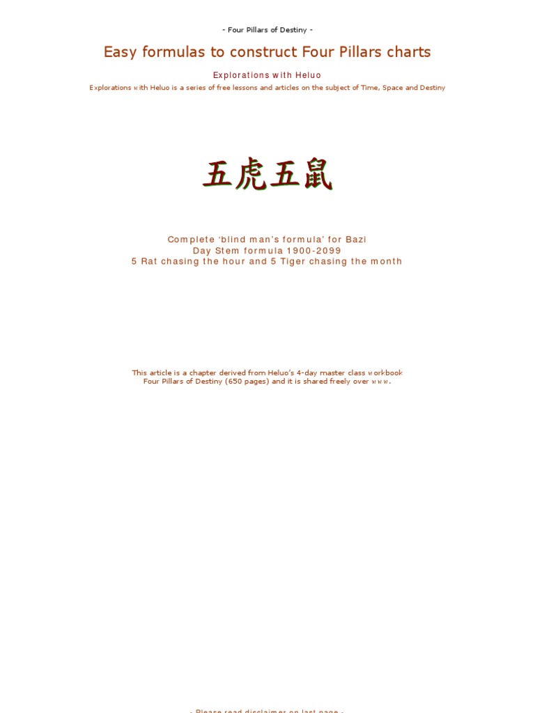 Four Pillars Easy Formulas | PDF